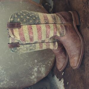 BOULET #3187 distressed leather American Flag patriotic cowgirl boots sz 10 euc